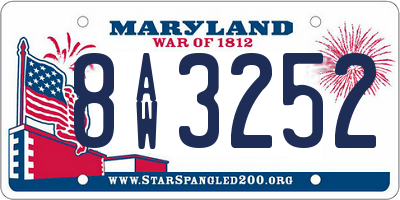 MD license plate 8AW3252