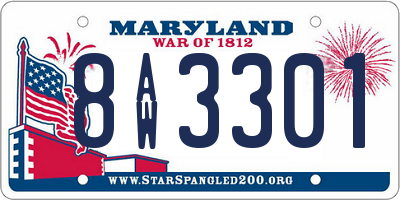 MD license plate 8AW3301