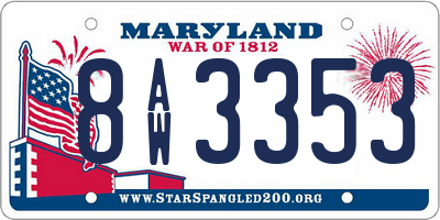 MD license plate 8AW3353