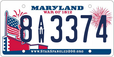 MD license plate 8AW3374