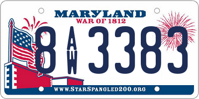 MD license plate 8AW3383