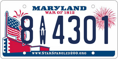 MD license plate 8AW4301