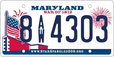 MD license plate 8AW4303
