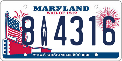 MD license plate 8AW4316
