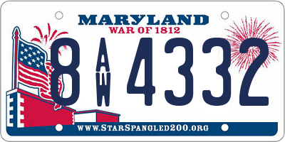 MD license plate 8AW4332