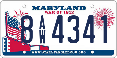 MD license plate 8AW4341