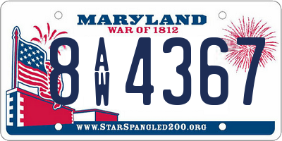 MD license plate 8AW4367