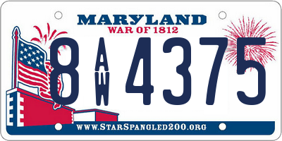 MD license plate 8AW4375