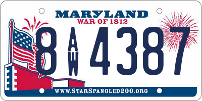 MD license plate 8AW4387