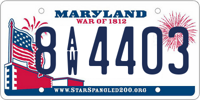 MD license plate 8AW4403