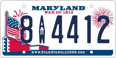MD license plate 8AW4412