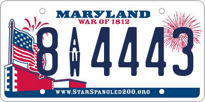 MD license plate 8AW4443