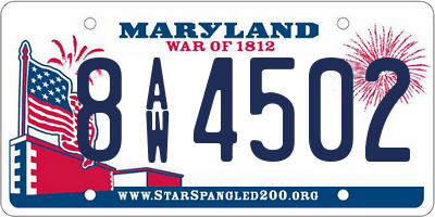 MD license plate 8AW4502