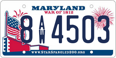 MD license plate 8AW4503