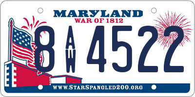 MD license plate 8AW4522