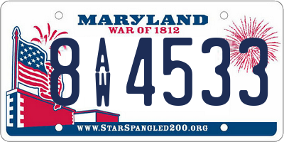 MD license plate 8AW4533