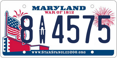 MD license plate 8AW4575