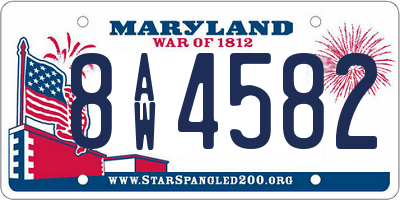 MD license plate 8AW4582