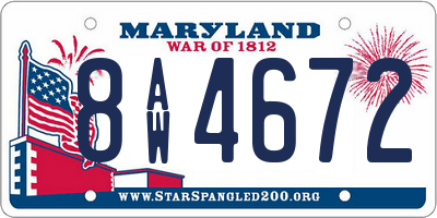 MD license plate 8AW4672
