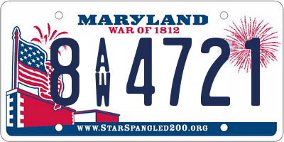 MD license plate 8AW4721