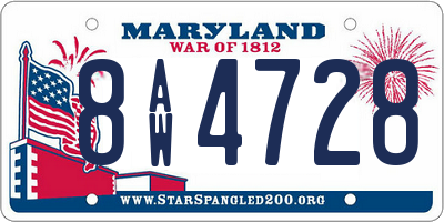MD license plate 8AW4728