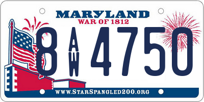 MD license plate 8AW4750