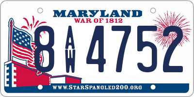 MD license plate 8AW4752