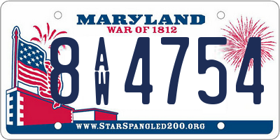 MD license plate 8AW4754