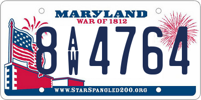 MD license plate 8AW4764