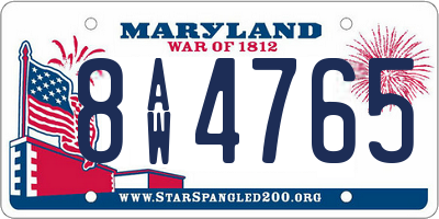 MD license plate 8AW4765