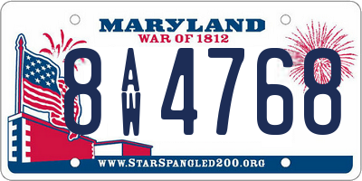 MD license plate 8AW4768