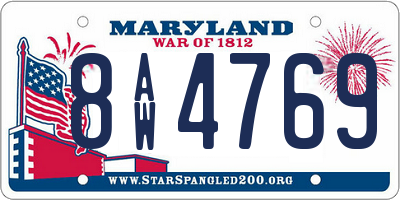 MD license plate 8AW4769