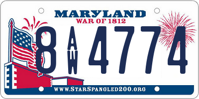 MD license plate 8AW4774