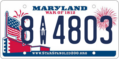MD license plate 8AW4803