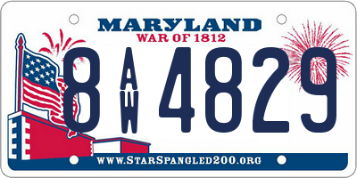 MD license plate 8AW4829