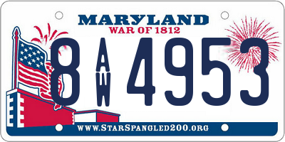MD license plate 8AW4953