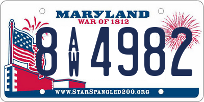 MD license plate 8AW4982