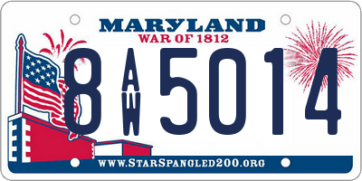 MD license plate 8AW5014