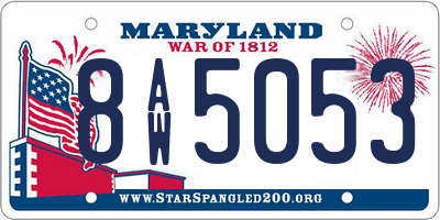 MD license plate 8AW5053
