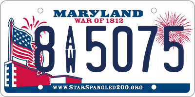 MD license plate 8AW5075