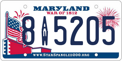MD license plate 8AW5205