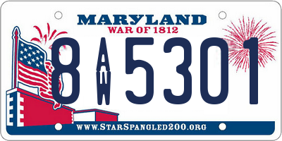 MD license plate 8AW5301