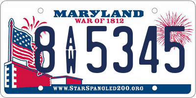 MD license plate 8AW5345