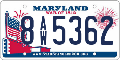 MD license plate 8AW5362