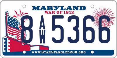MD license plate 8AW5366