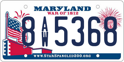 MD license plate 8AW5368