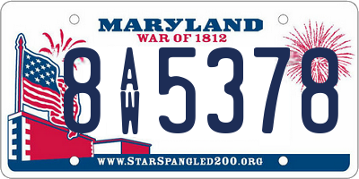 MD license plate 8AW5378