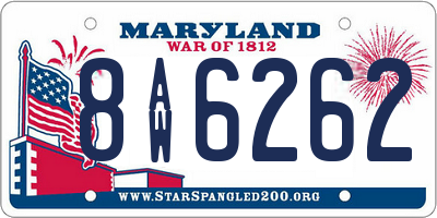 MD license plate 8AW6262