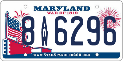 MD license plate 8AW6296