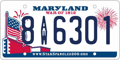 MD license plate 8AW6301
